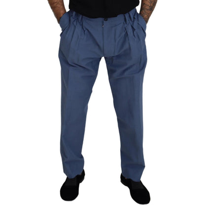Dolce & Gabbana Blue Linen Chino Men Formal Pants Dolce & Gabbana