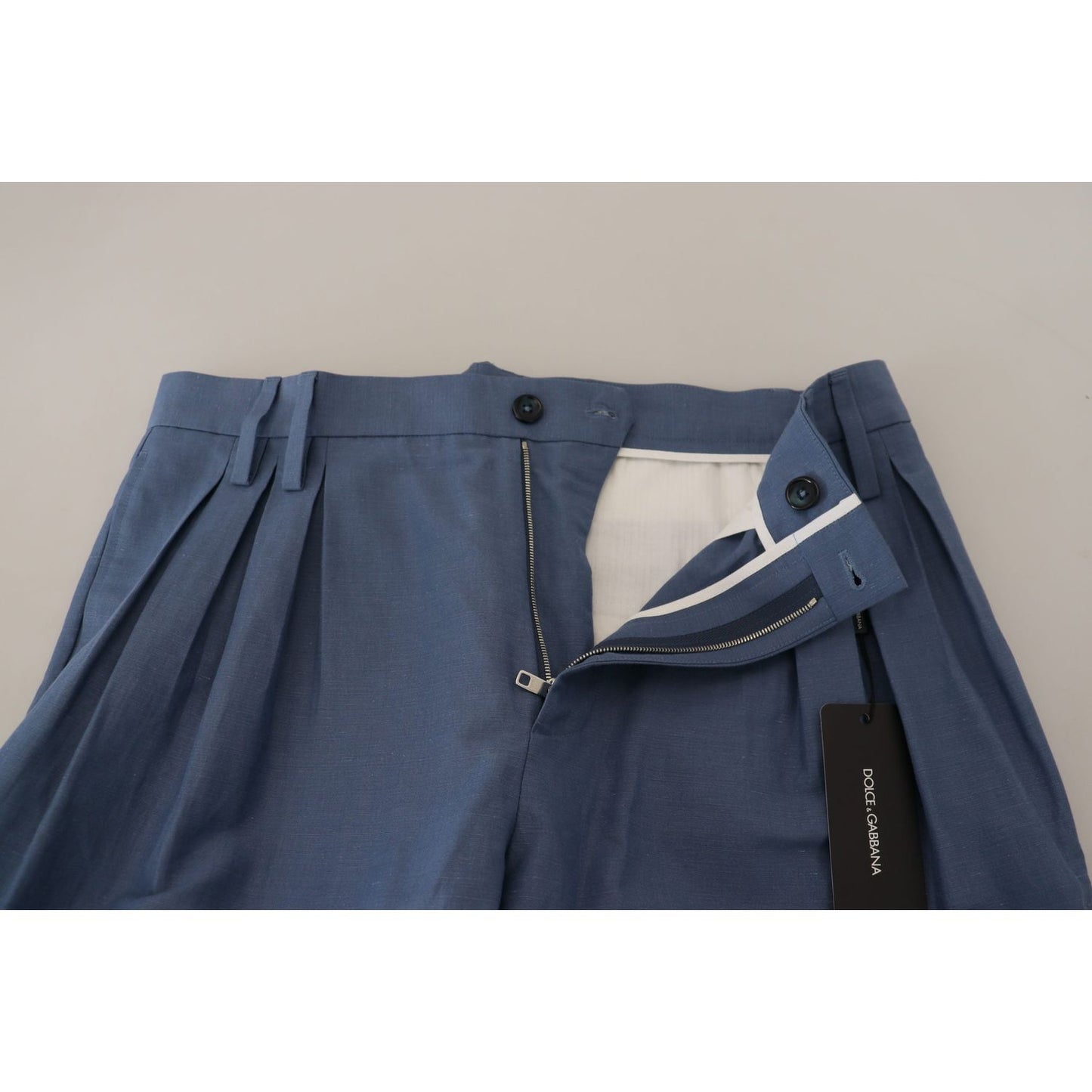 Dolce & Gabbana Blue Linen Chino Men Formal Pants Dolce & Gabbana