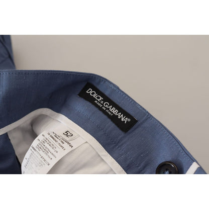 Dolce & Gabbana Blue Linen Chino Men Formal Pants Dolce & Gabbana