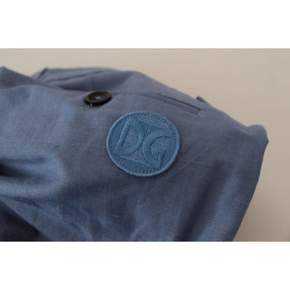 Dolce & Gabbana Blue Linen Chino Men Formal Pants Dolce & Gabbana
