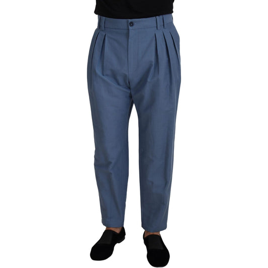 Dolce & Gabbana Blue Linen Chino Formal Pants Dolce & Gabbana