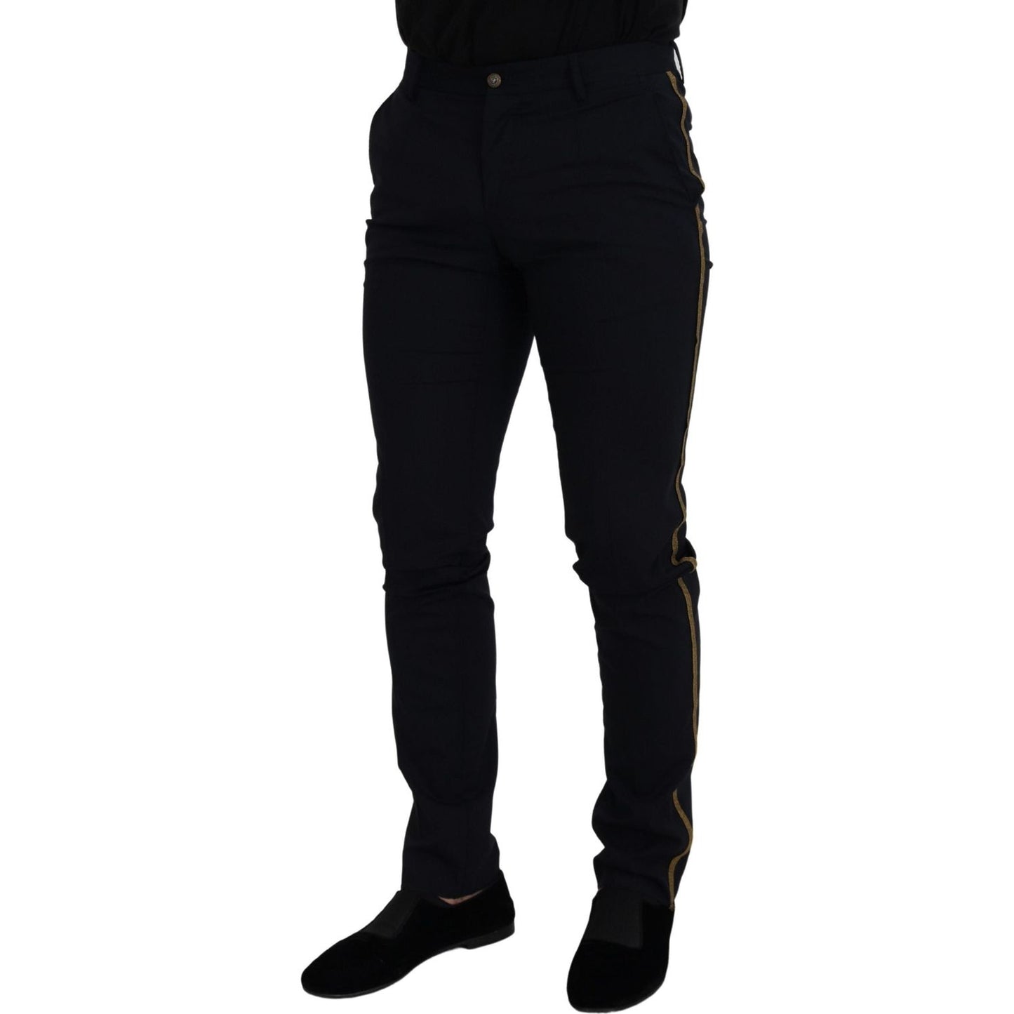 Dolce & Gabbana Black Wool Slim Formal Pants Dolce & Gabbana
