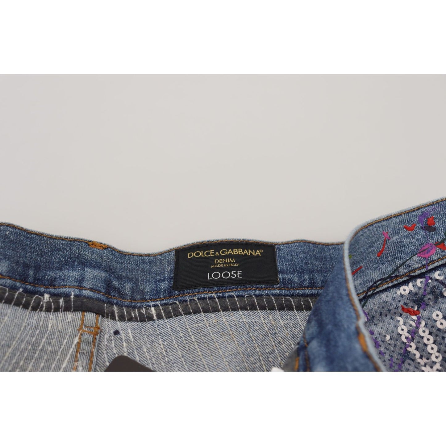 Dolce & Gabbana Blue Cotton Color Splash Print Denim Jeans Dolce & Gabbana