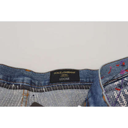 Dolce & Gabbana Blue Cotton Color Splash Print Denim Jeans Dolce & Gabbana