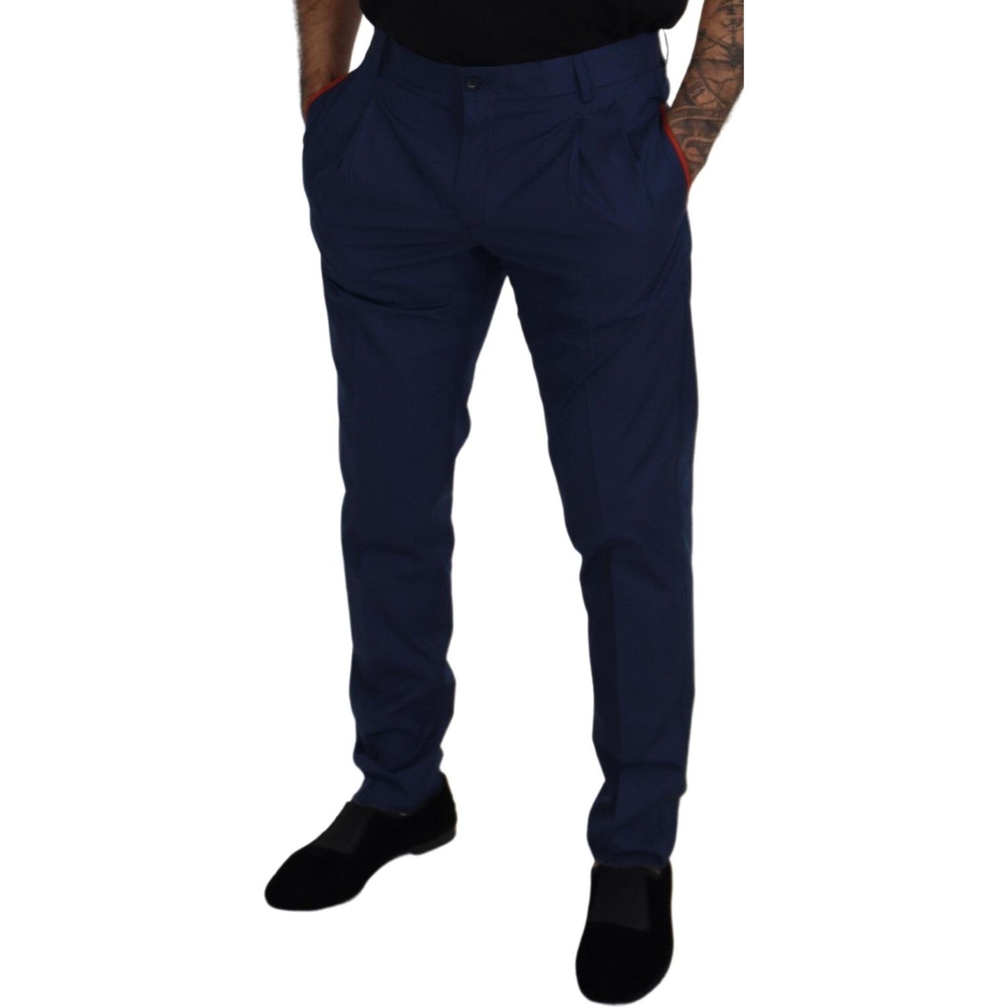 Dolce & Gabbana Blue Cotton Chino Formal Pants Dolce & Gabbana
