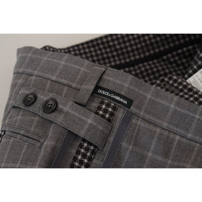 Dolce & Gabbana Grey Cotton Checkered Chino Pants Dolce & Gabbana