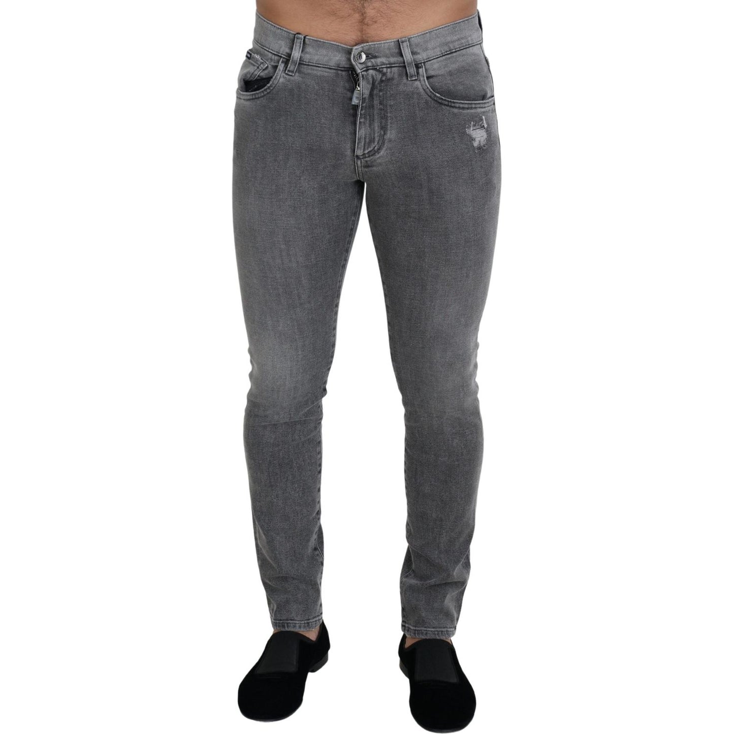 Dolce & Gabbana Grey Washed Cotton Skinny Denim Jeans Dolce & Gabbana