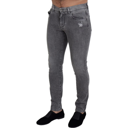 Dolce & Gabbana Grey Washed Cotton Skinny Denim Jeans Dolce & Gabbana
