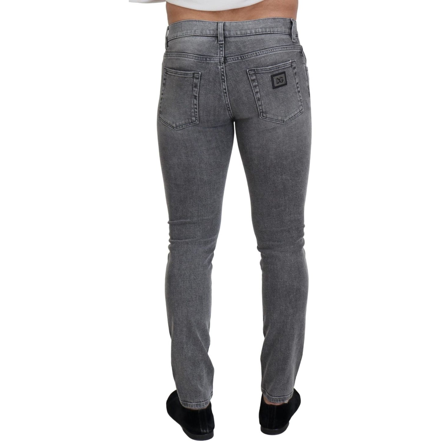Dolce & Gabbana Grey Washed Cotton Skinny Denim Jeans Dolce & Gabbana
