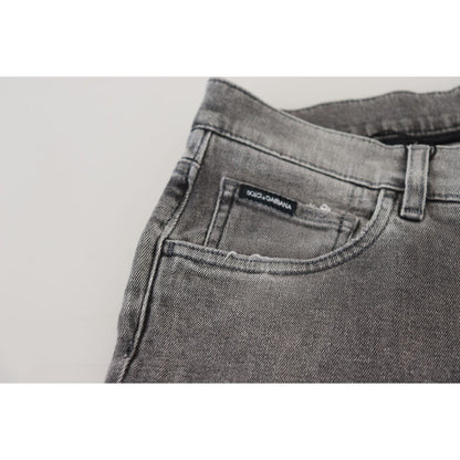 Dolce & Gabbana Grey Washed Cotton Skinny Denim Jeans Dolce & Gabbana