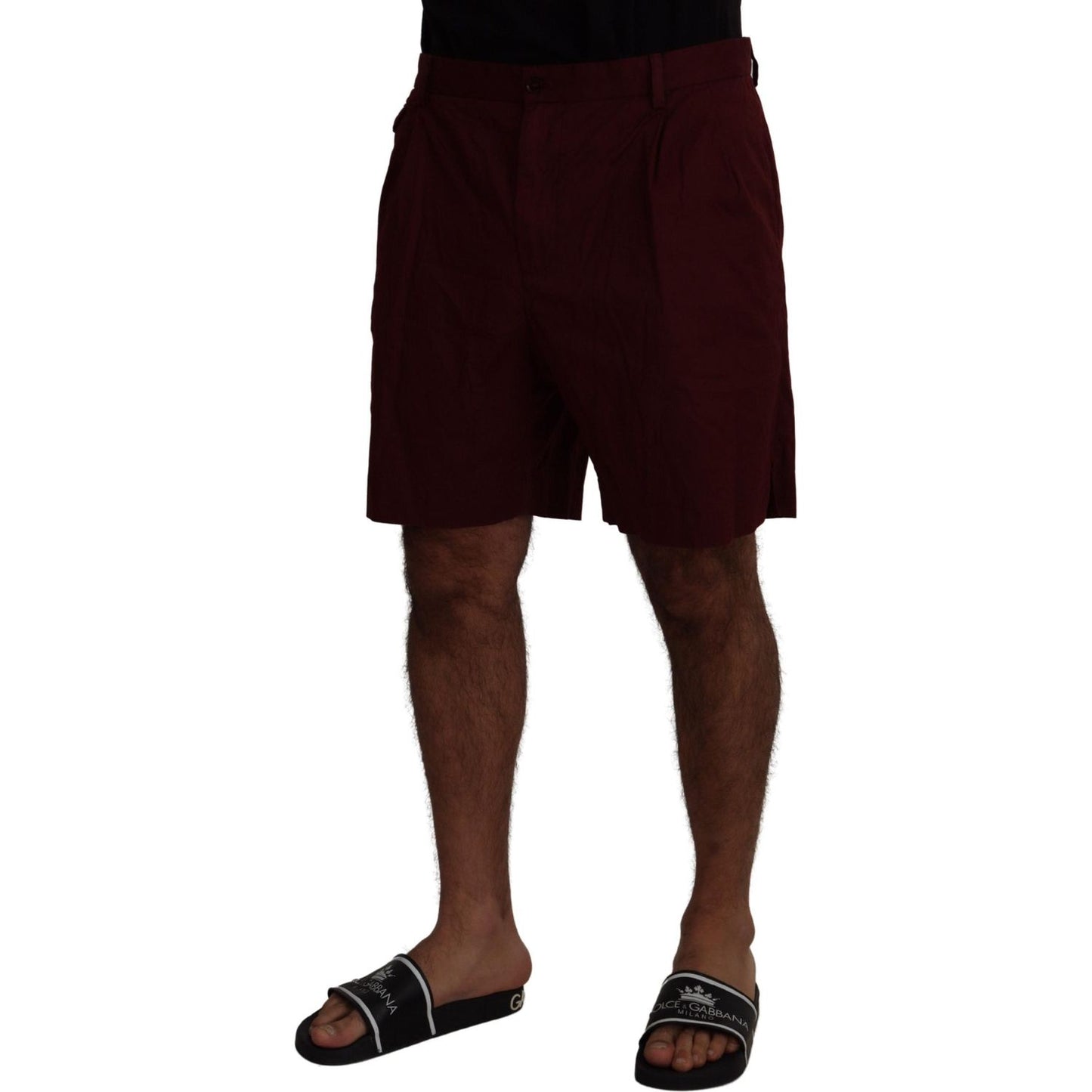 Dolce & Gabbana Maroon Cotton Bermuda Casual Shorts Dolce & Gabbana