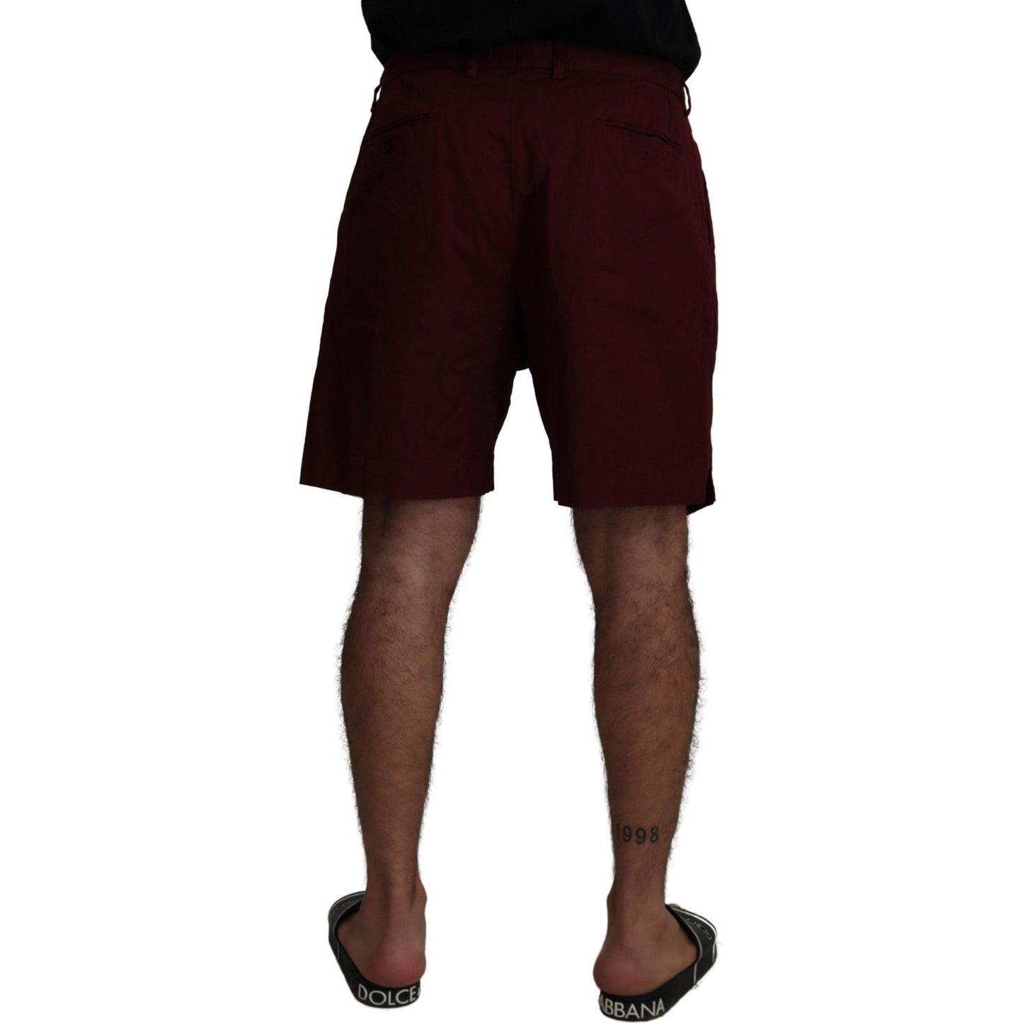 Dolce & Gabbana Maroon Cotton Bermuda Casual Shorts Dolce & Gabbana