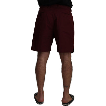Dolce & Gabbana Maroon Cotton Bermuda Casual Shorts Dolce & Gabbana