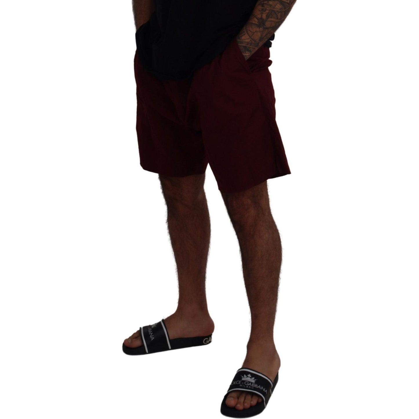 Dolce & Gabbana Maroon Cotton Bermuda Casual Shorts Dolce & Gabbana