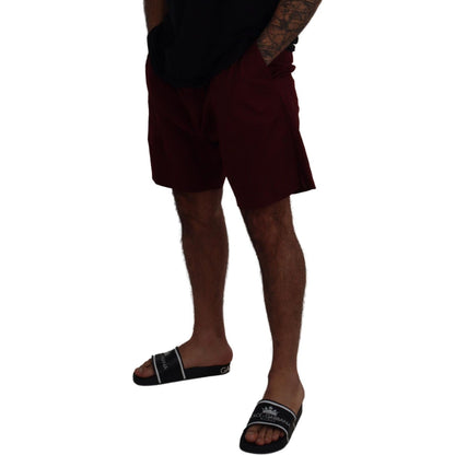 Dolce & Gabbana Maroon Cotton Bermuda Casual Shorts Dolce & Gabbana