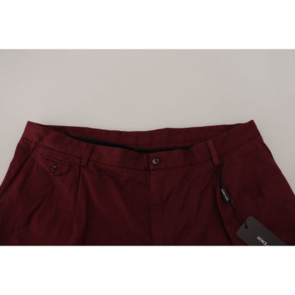 Dolce & Gabbana Maroon Cotton Bermuda Casual Shorts Dolce & Gabbana