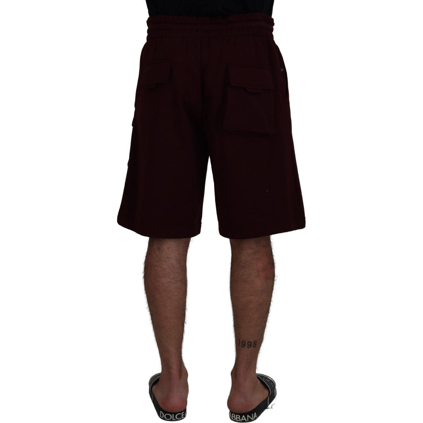Dolce & Gabbana Maroon Bermuda Cargo Men Shorts Dolce & Gabbana
