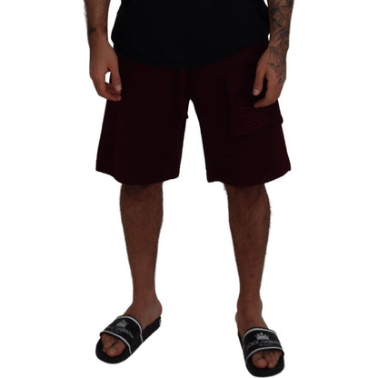 Dolce & Gabbana Maroon Bermuda Cargo Men Shorts Dolce & Gabbana