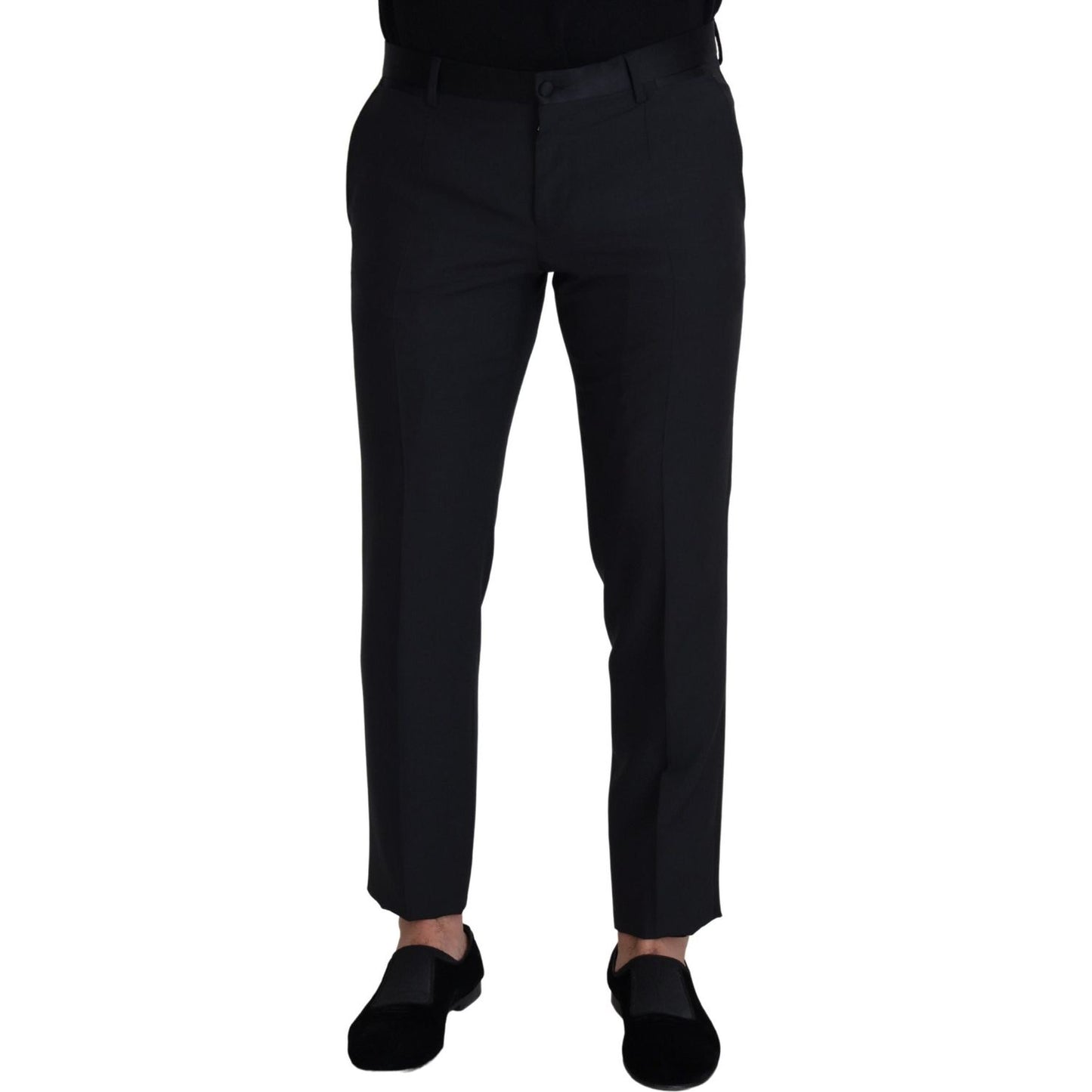 Dolce & Gabbana Black Wool Men Formal Pants Dolce & Gabbana