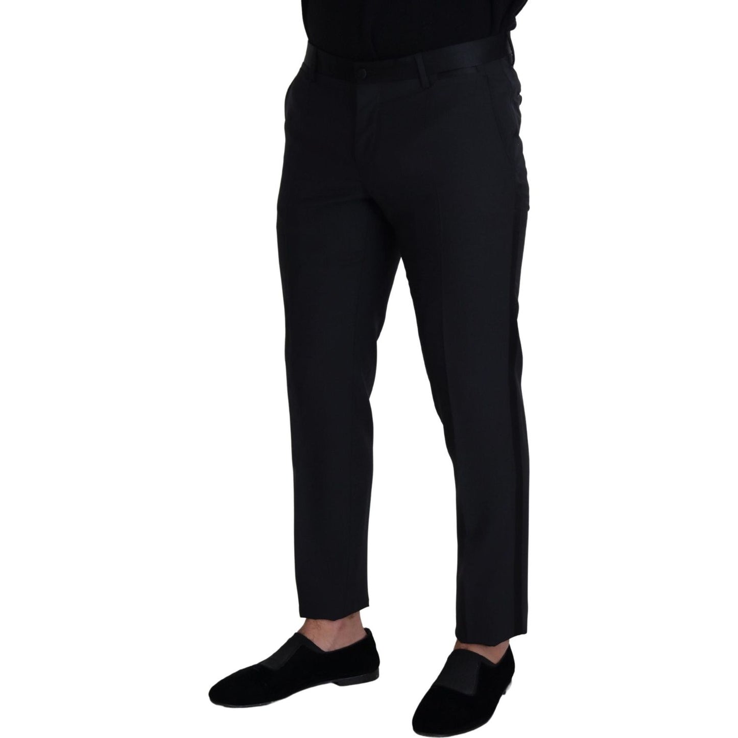 Dolce & Gabbana Black Wool Men Formal Pants Dolce & Gabbana
