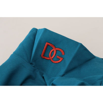 Dolce & Gabbana Blue Cotton Collared Slim Pullover Sweater Dolce & Gabbana