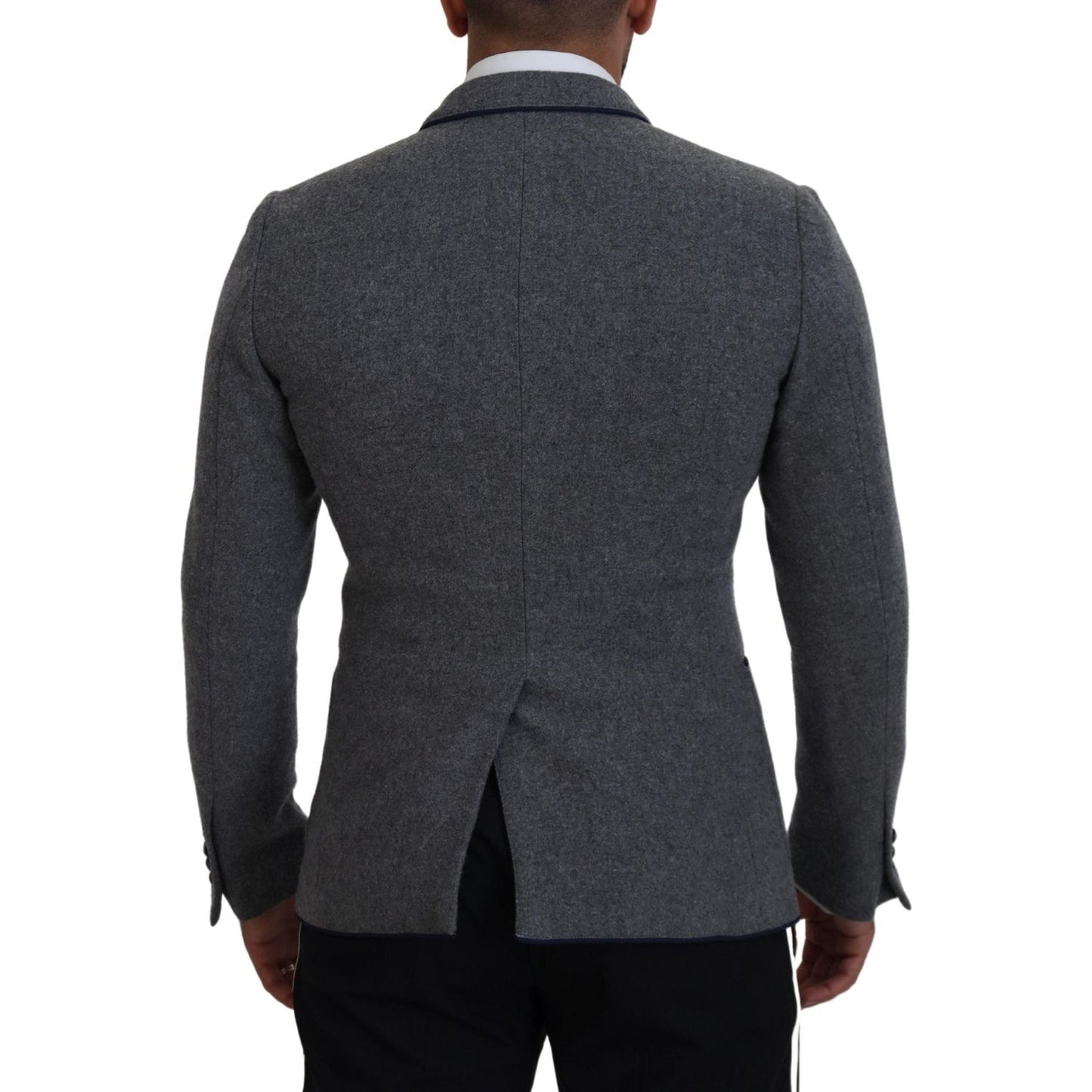 Dolce & Gabbana Gray Wool Roses Slim Fit Jacket Blazer Dolce & Gabbana
