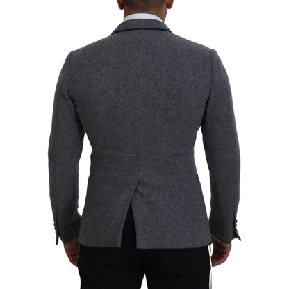 Dolce & Gabbana Gray Wool Roses Slim Fit Jacket Blazer Dolce & Gabbana
