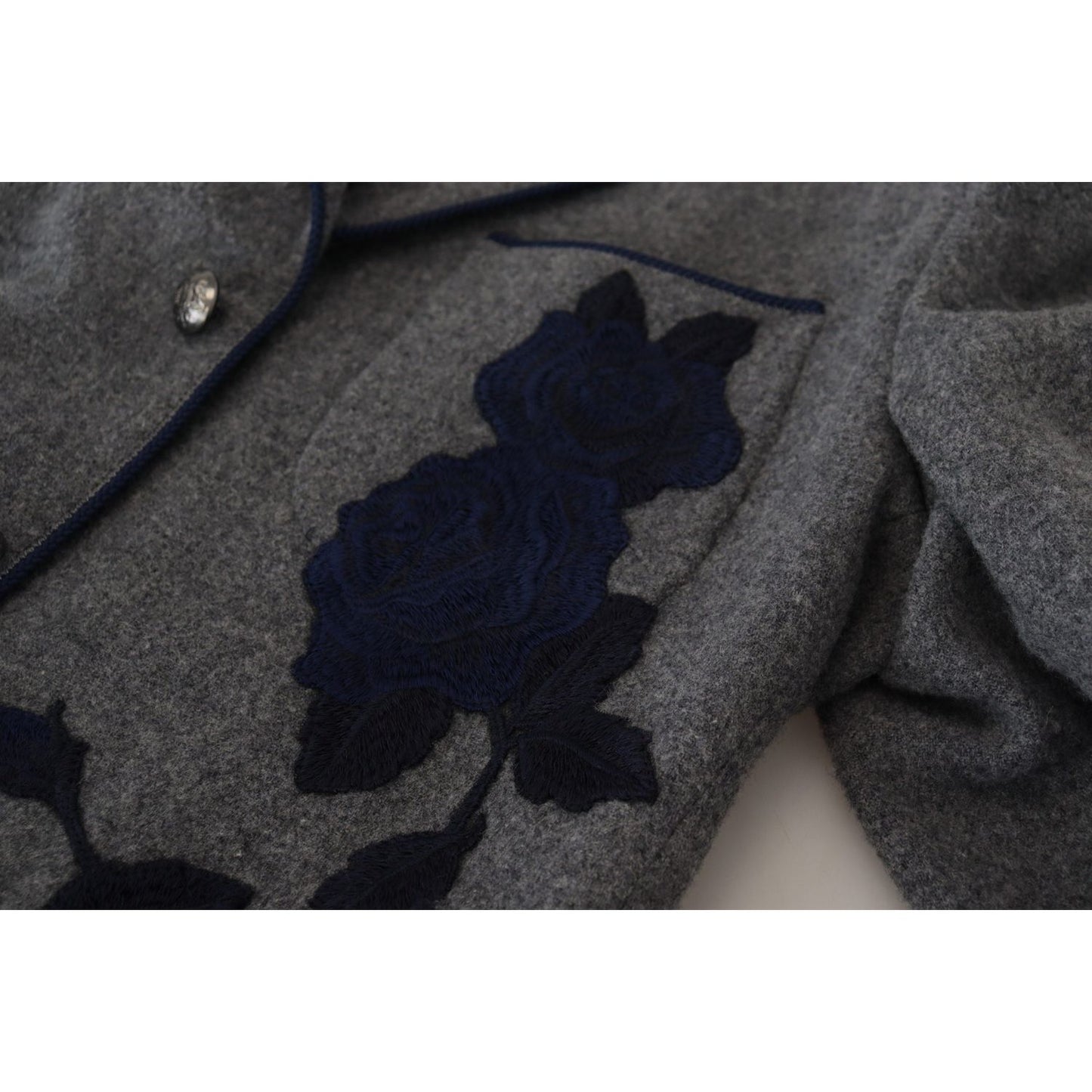 Dolce & Gabbana Gray Wool Roses Slim Fit Jacket Blazer Dolce & Gabbana