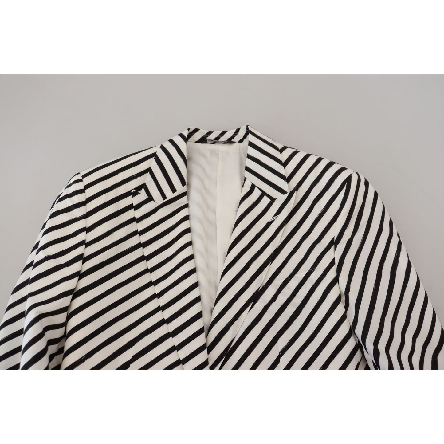 Dolce & Gabbana White Black Striped Slim Fit Jacket Blazer Dolce & Gabbana