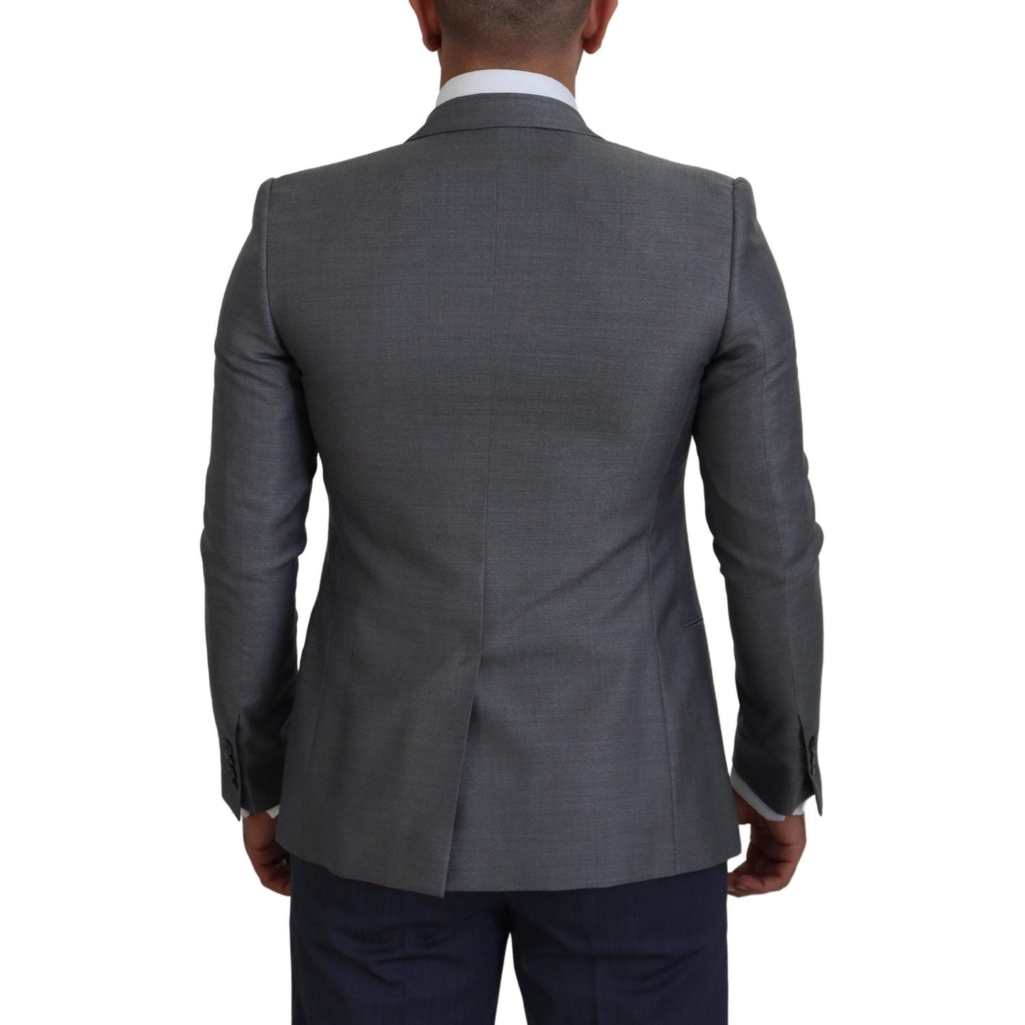 Dolce & Gabbana Gray Wool Silk Slim Fit Jacket Blazer Dolce & Gabbana