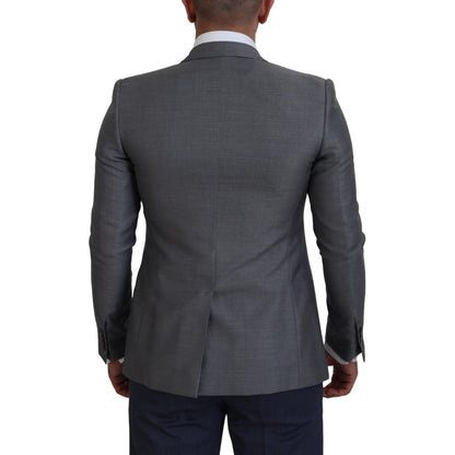 Dolce & Gabbana Gray Wool Silk Slim Fit Jacket Blazer Dolce & Gabbana
