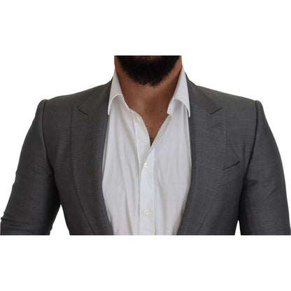Dolce & Gabbana Gray Wool Silk Slim Fit Jacket Blazer Dolce & Gabbana