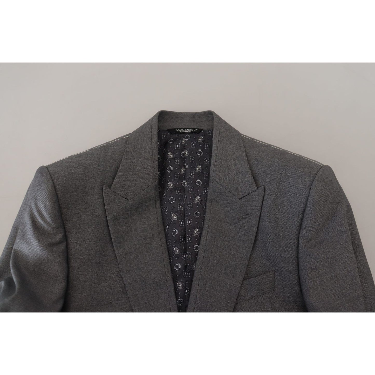 Dolce & Gabbana Gray Wool Silk Slim Fit Jacket Blazer Dolce & Gabbana