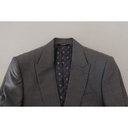 Dolce & Gabbana Gray Wool Silk Slim Fit Jacket Blazer Dolce & Gabbana