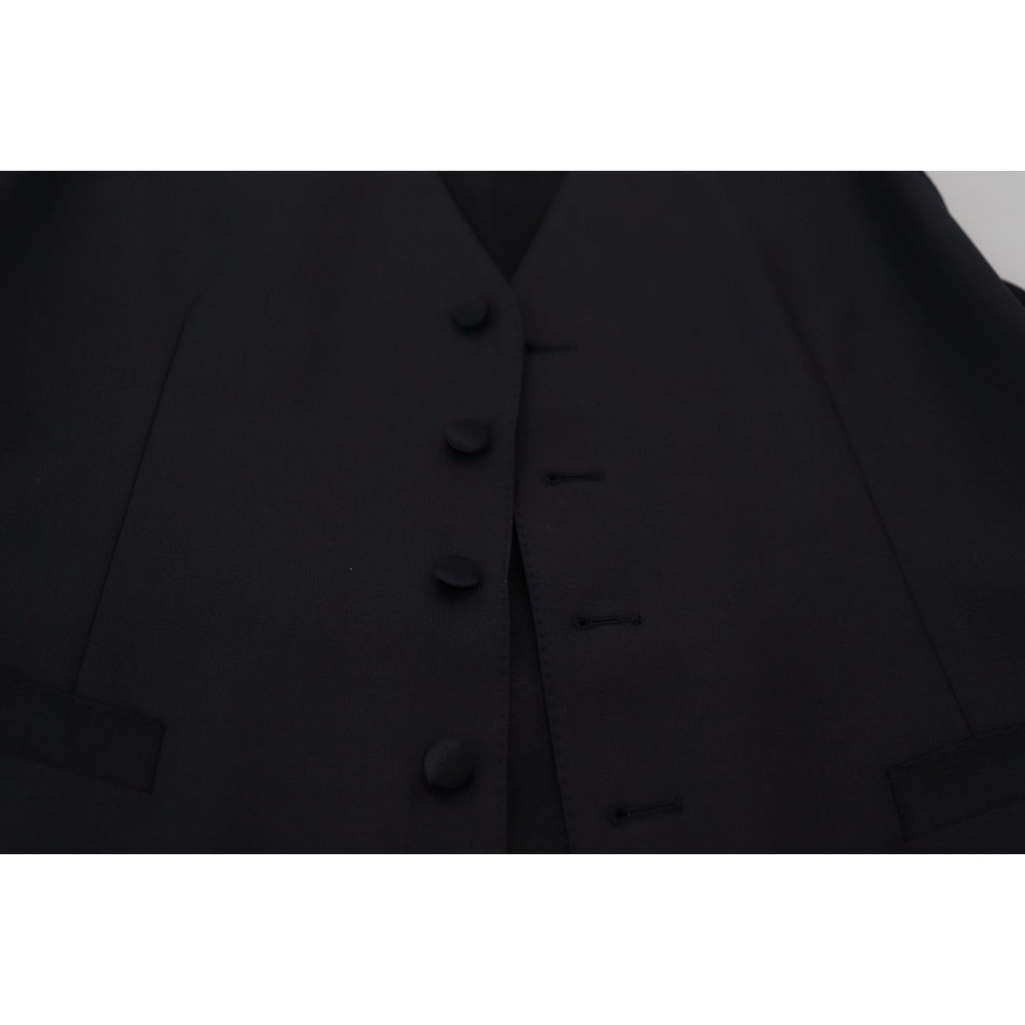 Dolce & Gabbana Black Wool Stretch Waistcoat Formal Vest Dolce & Gabbana