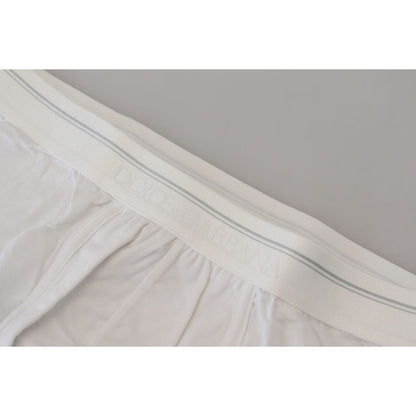 Dolce & Gabbana White Cotton Blend Regular Boxer Underwear Dolce & Gabbana