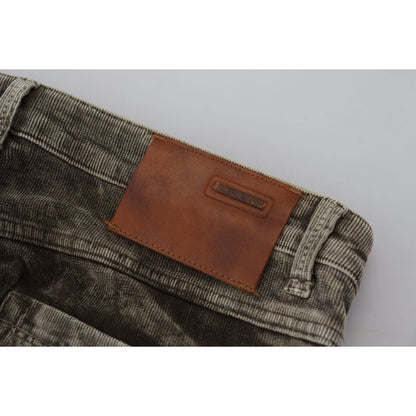 Acht Gray Washed Cotton Corduroy Slim Fit Men Jeans