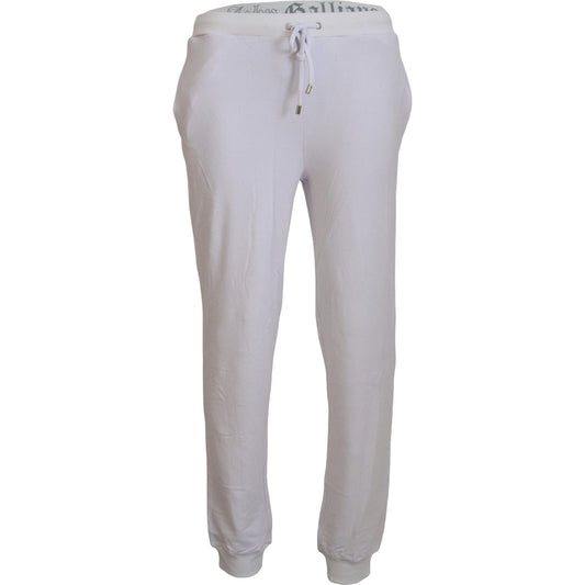 John Galliano White Cotton Logo Mens Jogger Pants John Galliano