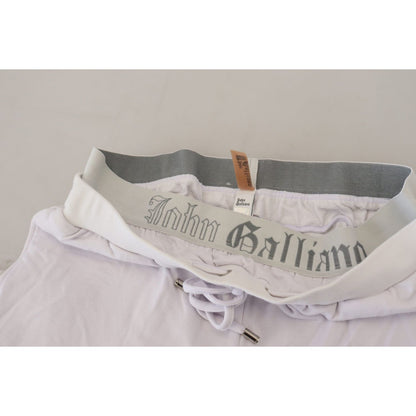 John Galliano White Cotton Logo Mens Jogger Pants John Galliano