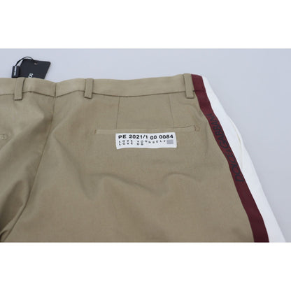 Dolce & Gabbana White Brown Slim Fit Chino Pants Dolce & Gabbana