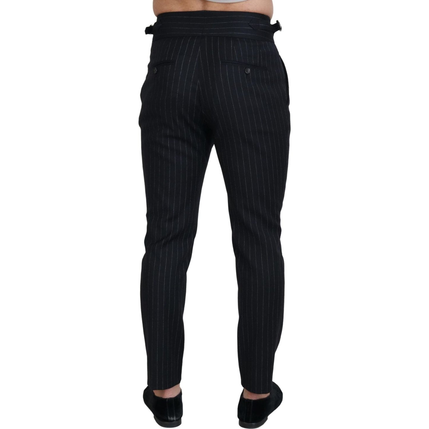 Dolce & Gabbana Black Wool Striped Chino Pants Dolce & Gabbana