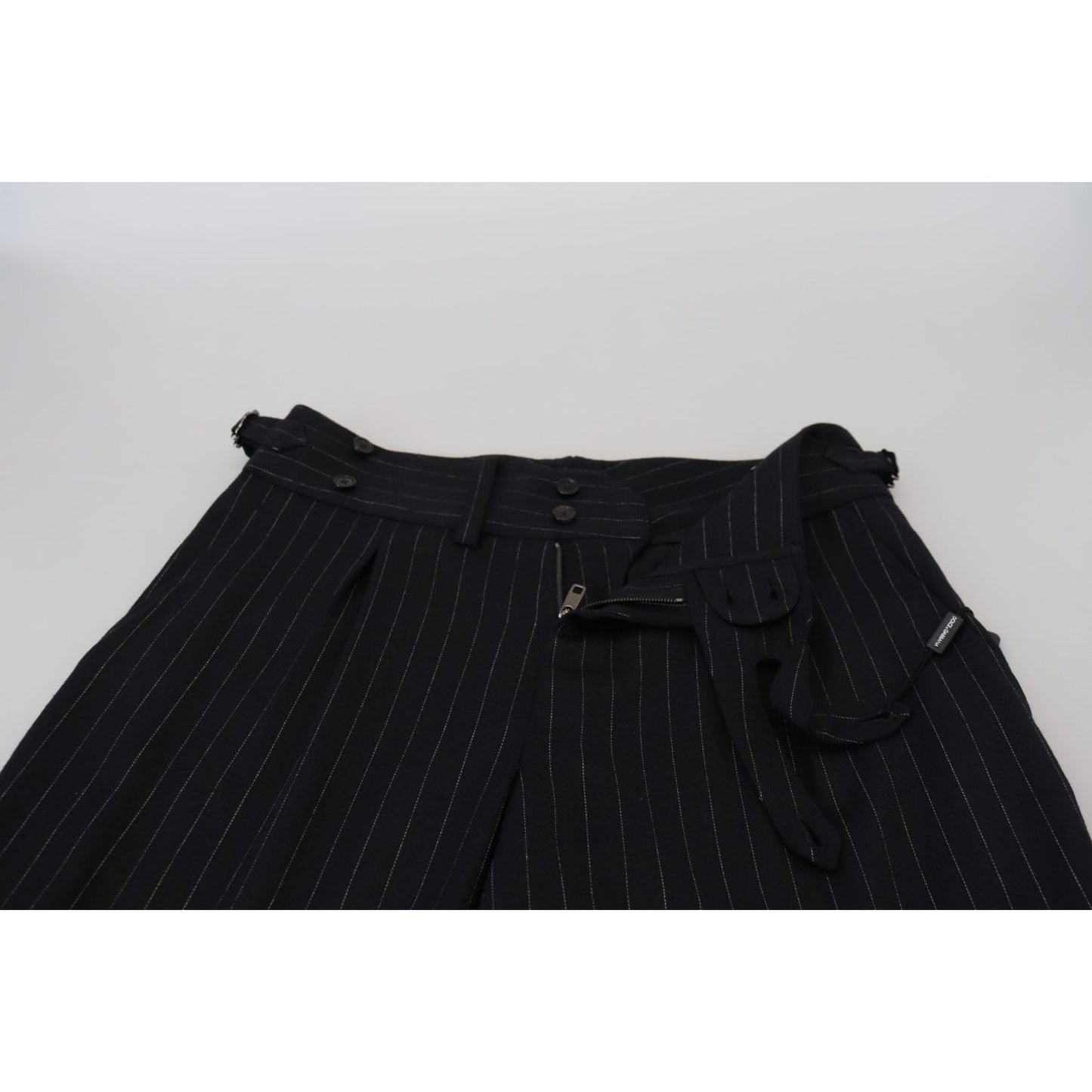 Dolce & Gabbana Black Wool Striped Chino Pants Dolce & Gabbana