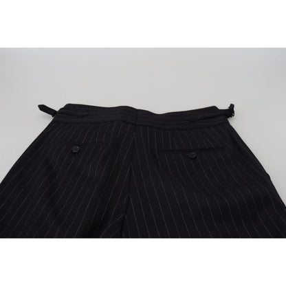 Dolce & Gabbana Black Wool Striped Chino Pants Dolce & Gabbana