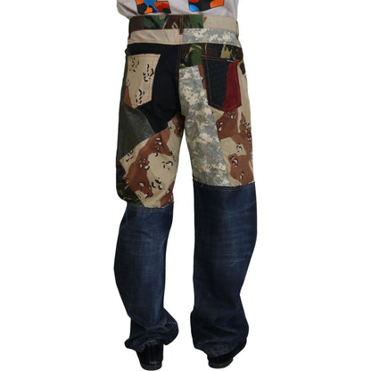 Dolce & Gabbana Multicolor Silk Patchwork Men Denim Jeans Dolce & Gabbana