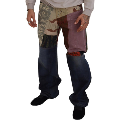Dolce & Gabbana Multicolor Silk Patchwork Men Denim Jeans Dolce & Gabbana