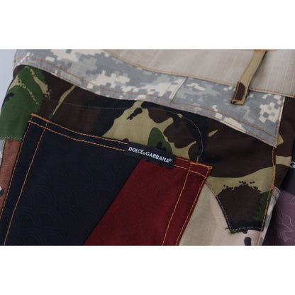 Dolce & Gabbana Multicolor Silk Patchwork Men Denim Jeans Dolce & Gabbana