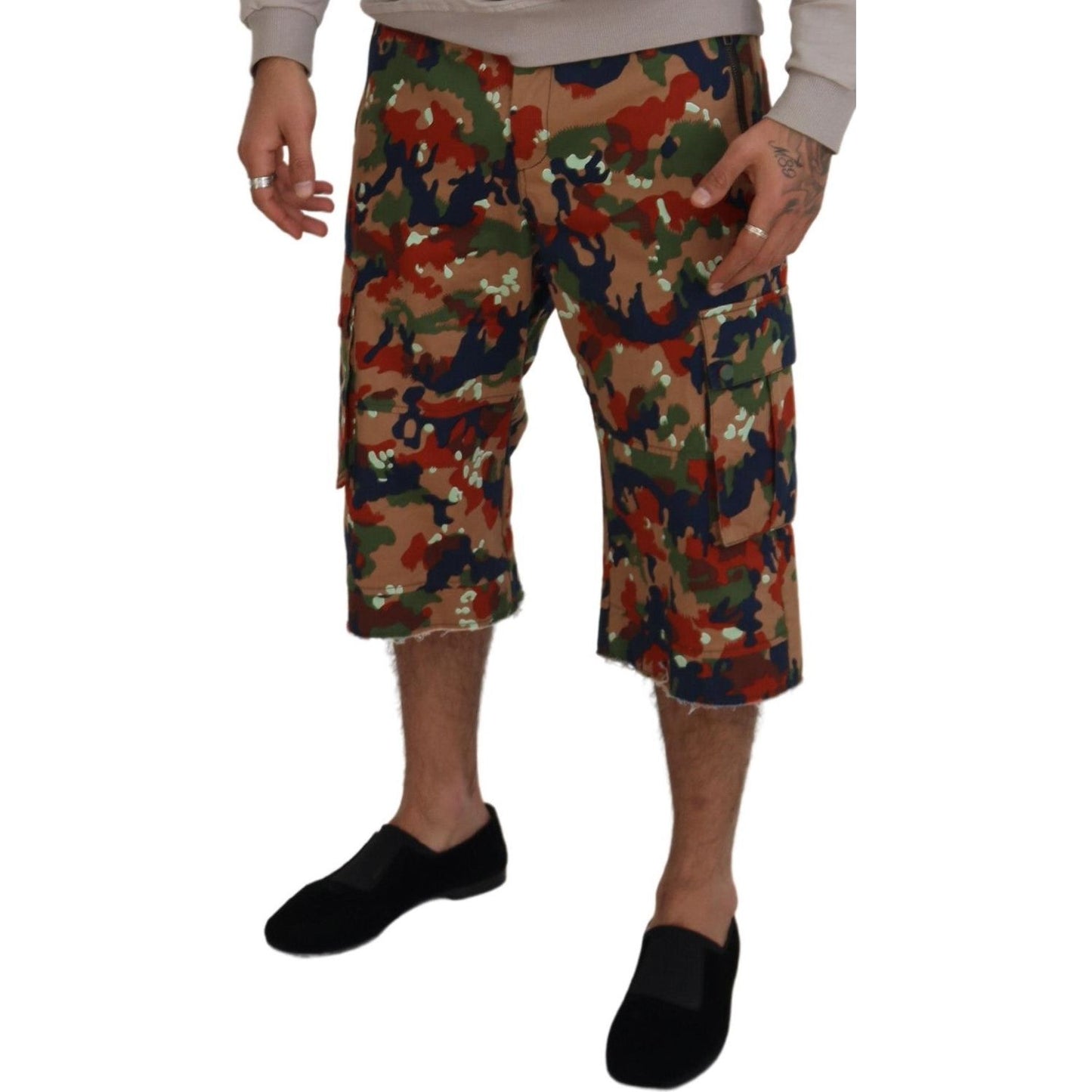 Dolce & Gabbana Multicolor Cotton Camouflaged Cargo Shorts Dolce & Gabbana