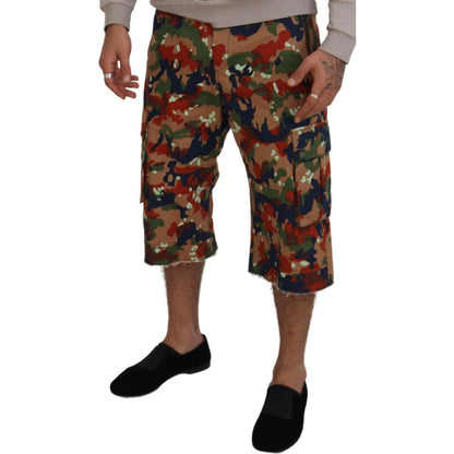 Dolce & Gabbana Multicolor Cotton Camouflaged Cargo Shorts Dolce & Gabbana
