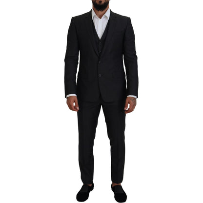 Dolce & Gabbana Gray MARTINI 3 Piece Slim Fit Suit Dolce & Gabbana
