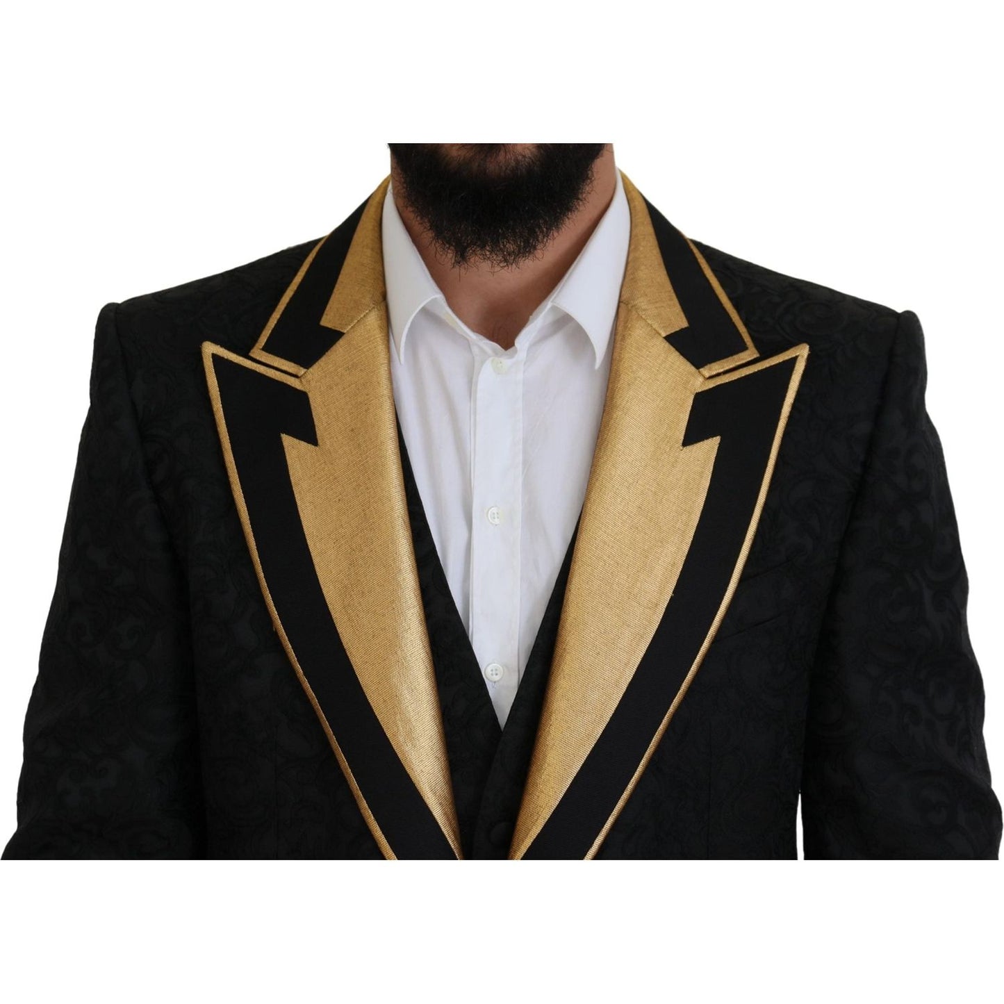 Dolce & Gabbana Black Gold Fantasy Tuxedo Slim Fit Suit Dolce & Gabbana